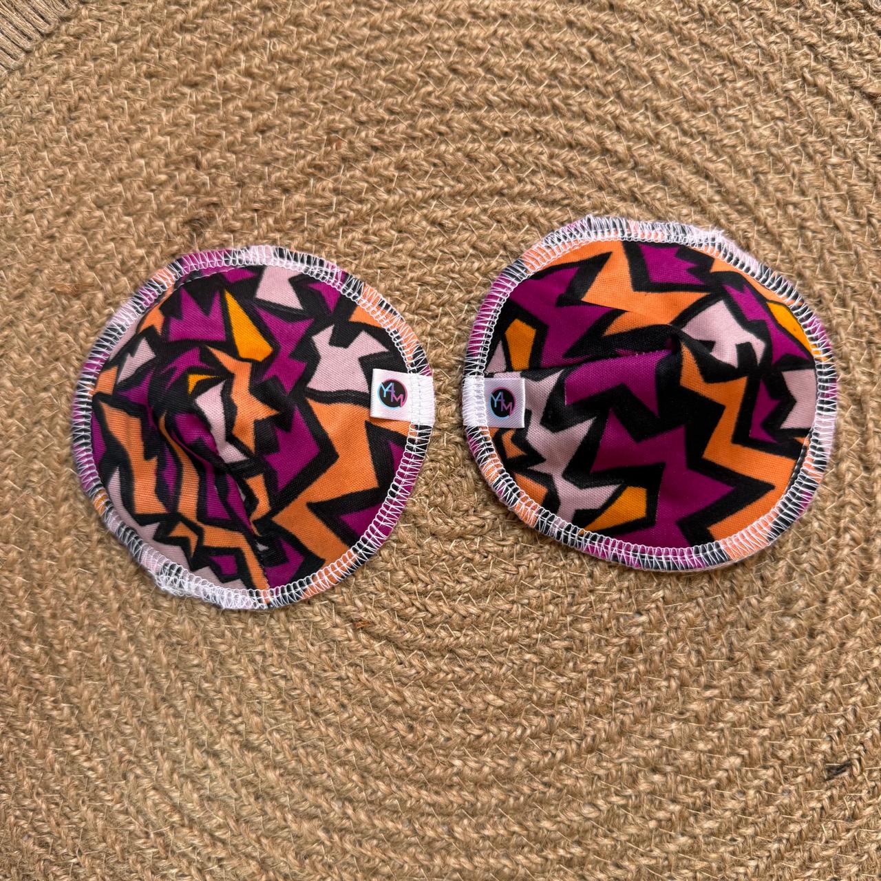 Reusable Breast Pads - Orange & Maroon