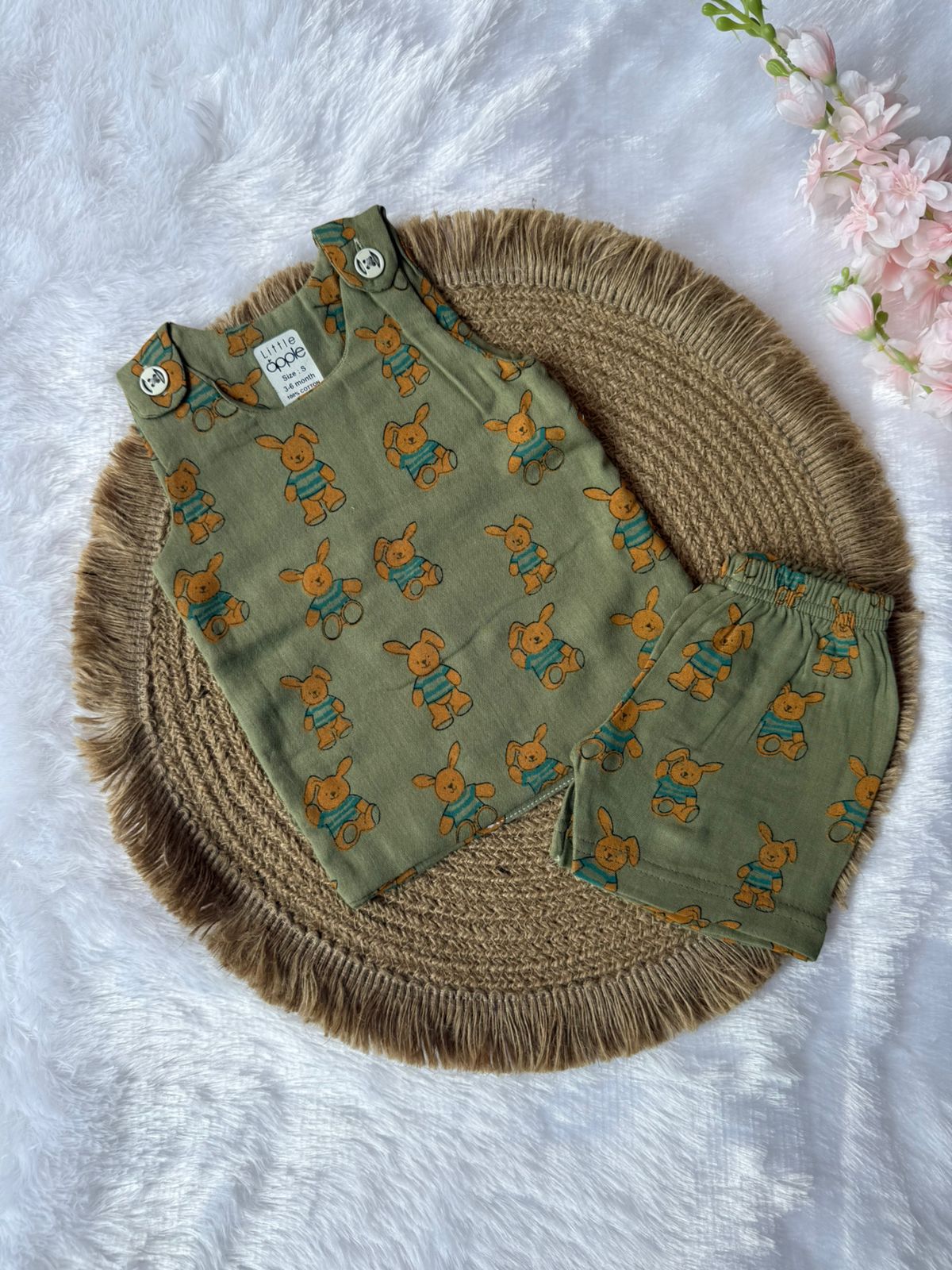Unisex Muslin Set - Green Bunny