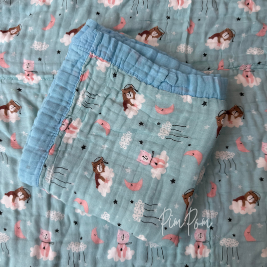 Muslin Blanket 6 Layer - Blue Sky