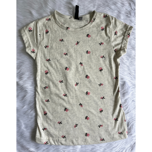 Girls T-Shirt - Grey Flowers