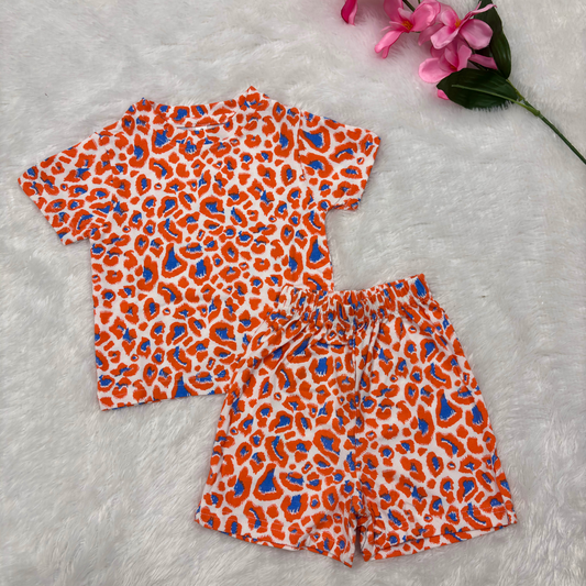 Orange Leopard - Kids Co-Ord Sets