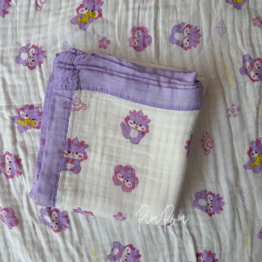 Muslin Blanket 6 Layer - Purple Unicorn