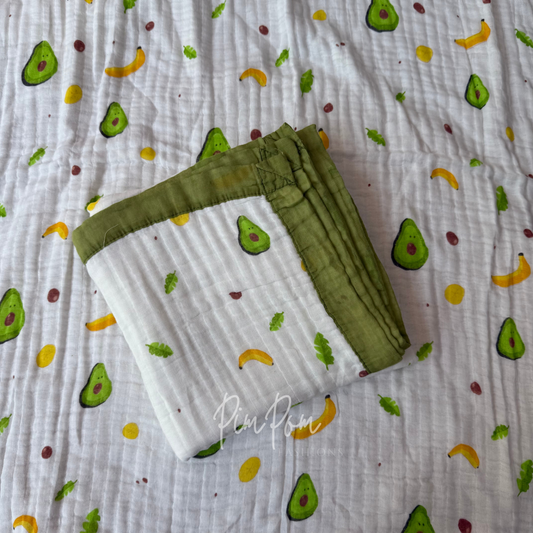 Muslin Blanket 6 Layer - Green Avacado