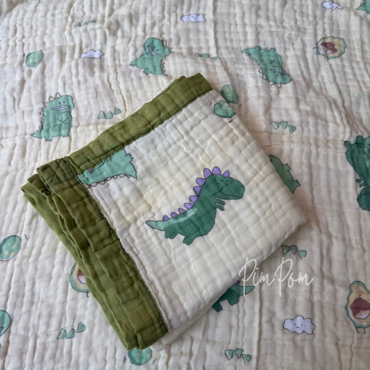 Muslin Blanket 6 Layer - Dino