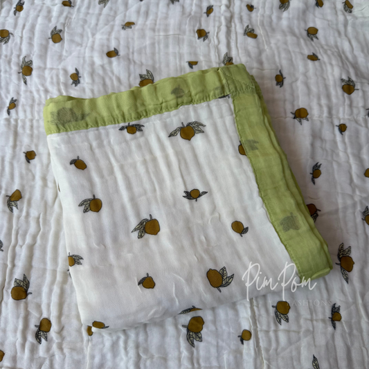 Muslin Blanket 6 Layer - Lemon Green