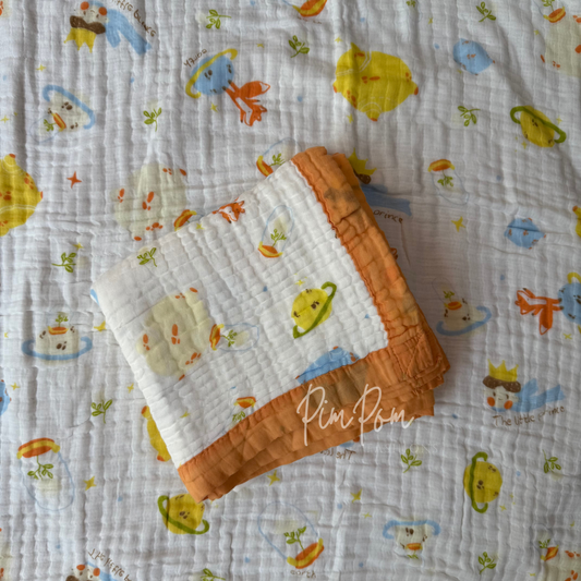 Muslin Blanket 6 Layer - Orange Solar