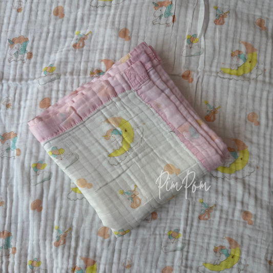 Muslin Blanket 6 Layer - Moon $ Rainbow