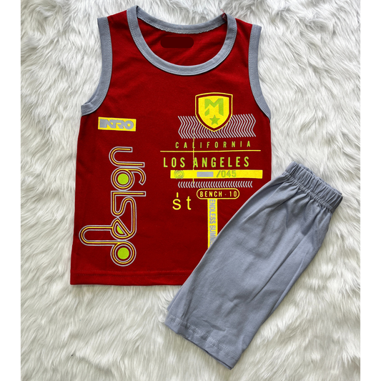 Boys Sleeveless Set - Red