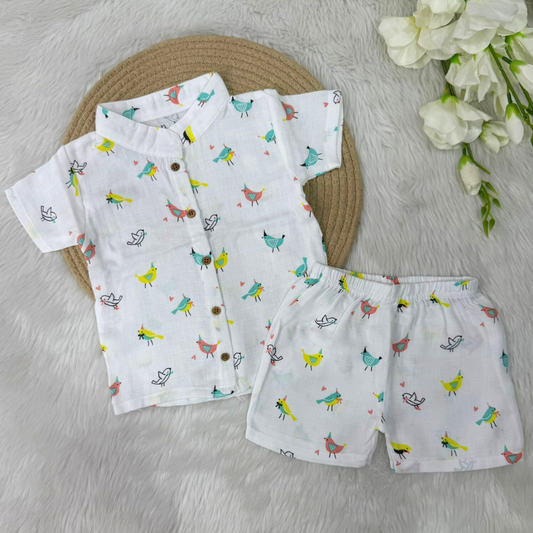 Boys Shirt and Shorts Set - Birds