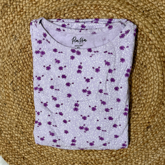 Zipless Criss Cross Maternity Wear - Purple Flowers