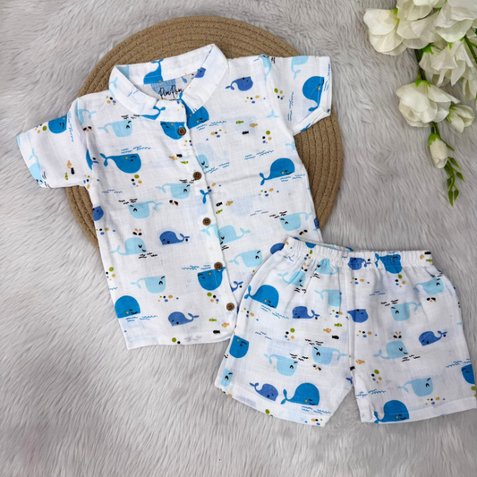 Boys Shirt and Shorts Set - Dolphins