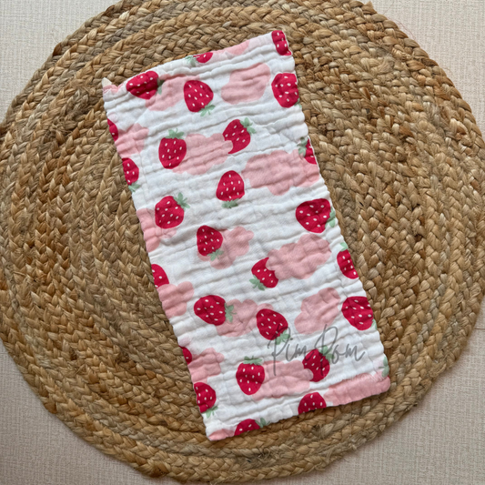 Baby Burp Cloth - 6 layer Muslin - Strawberry