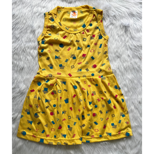 Girl Frocks - Yellow geometrics