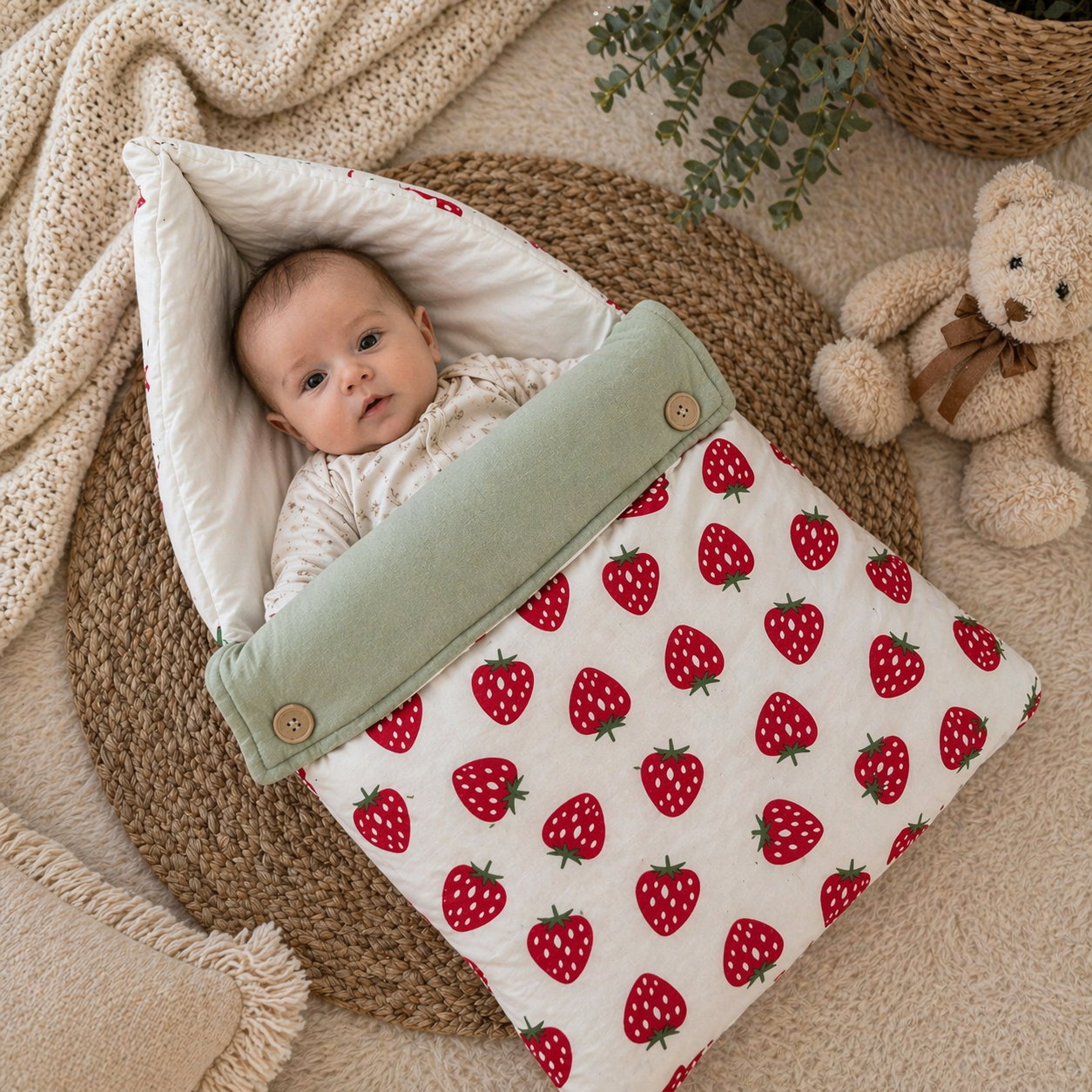 Muslin Baby Carry Bed -  Strawberry