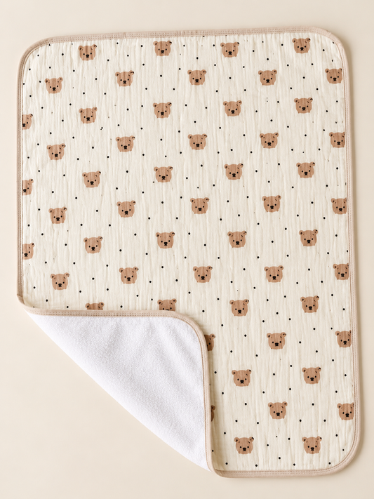 Crinkled Muslin Dry Sheet - Bear Face