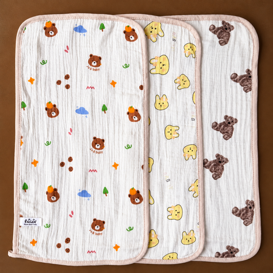 Crinkled Muslin Baby Burp Cloth Combo (3pcs) Assorted