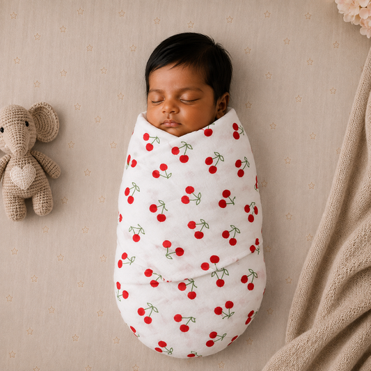 Muslin Swaddle/ Towel - Cherry