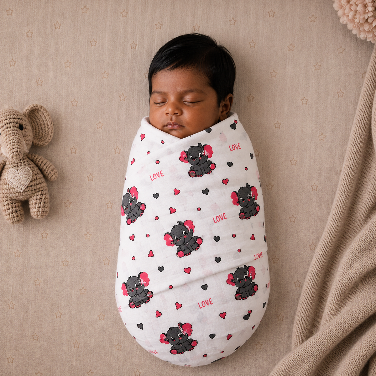 Muslin Swaddle/ Towel - Elephants