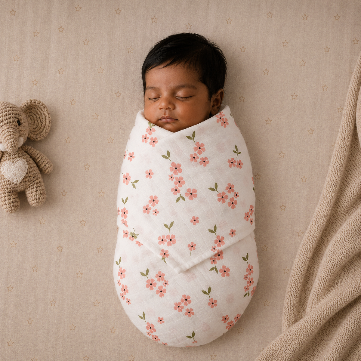 Muslin Swaddle/ Towel - Peach Flowers