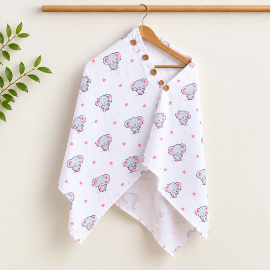 Muslin Feeding Apron | Nursing Cover - Dancing Elephants