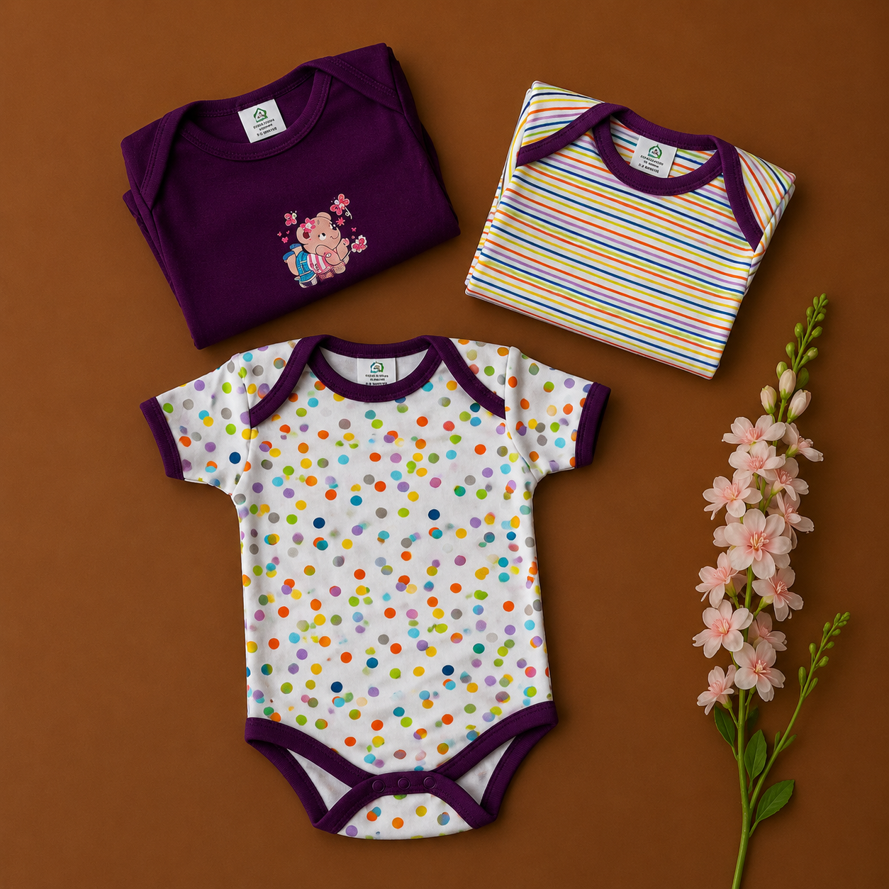 Knitted cotton Baby  Romper - Violet