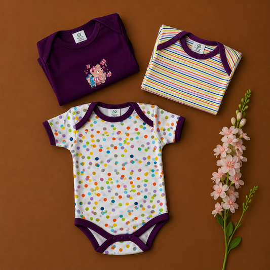 Knitted cotton Baby  Romper - Violet