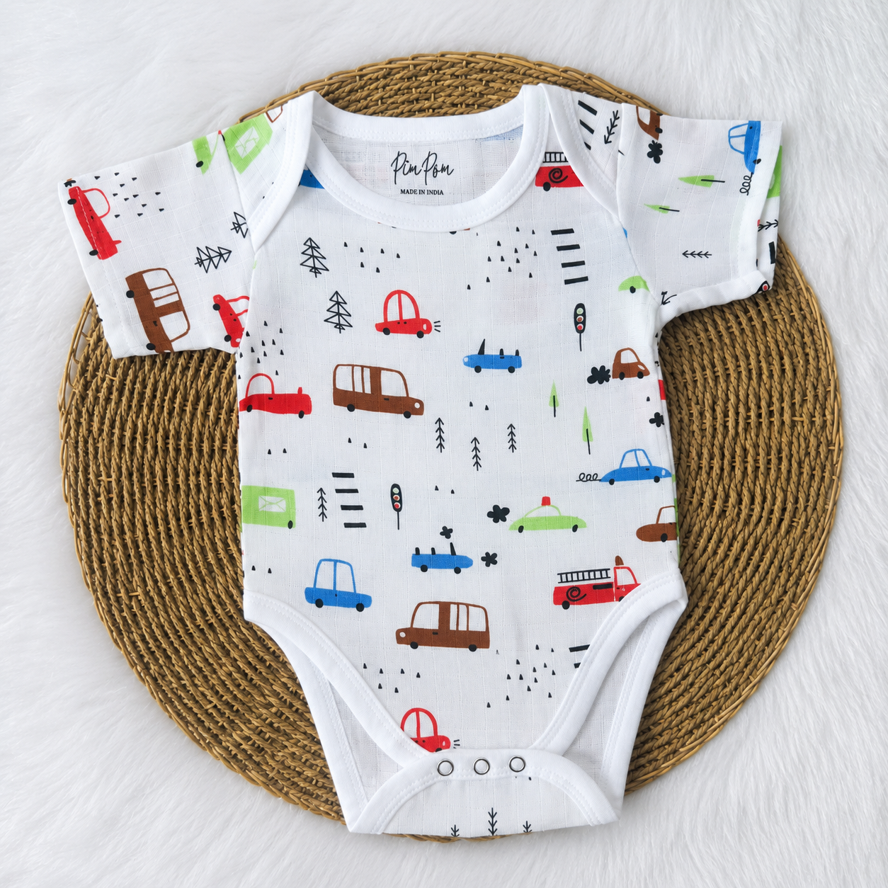 Baby Muslin Romper -  Traffic