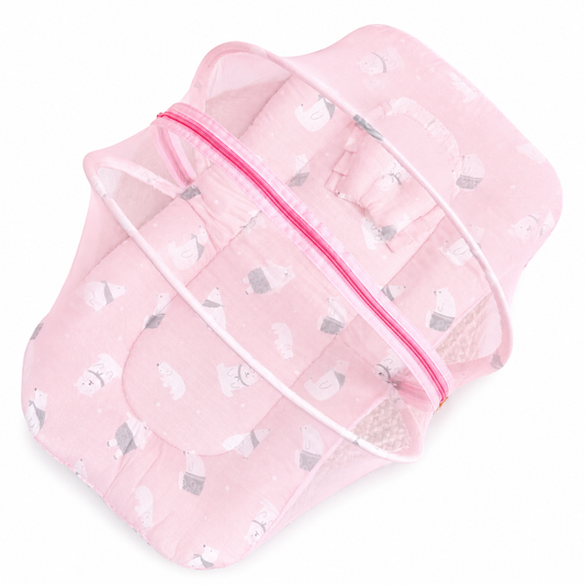 Baby Net Bed - Pink Bears