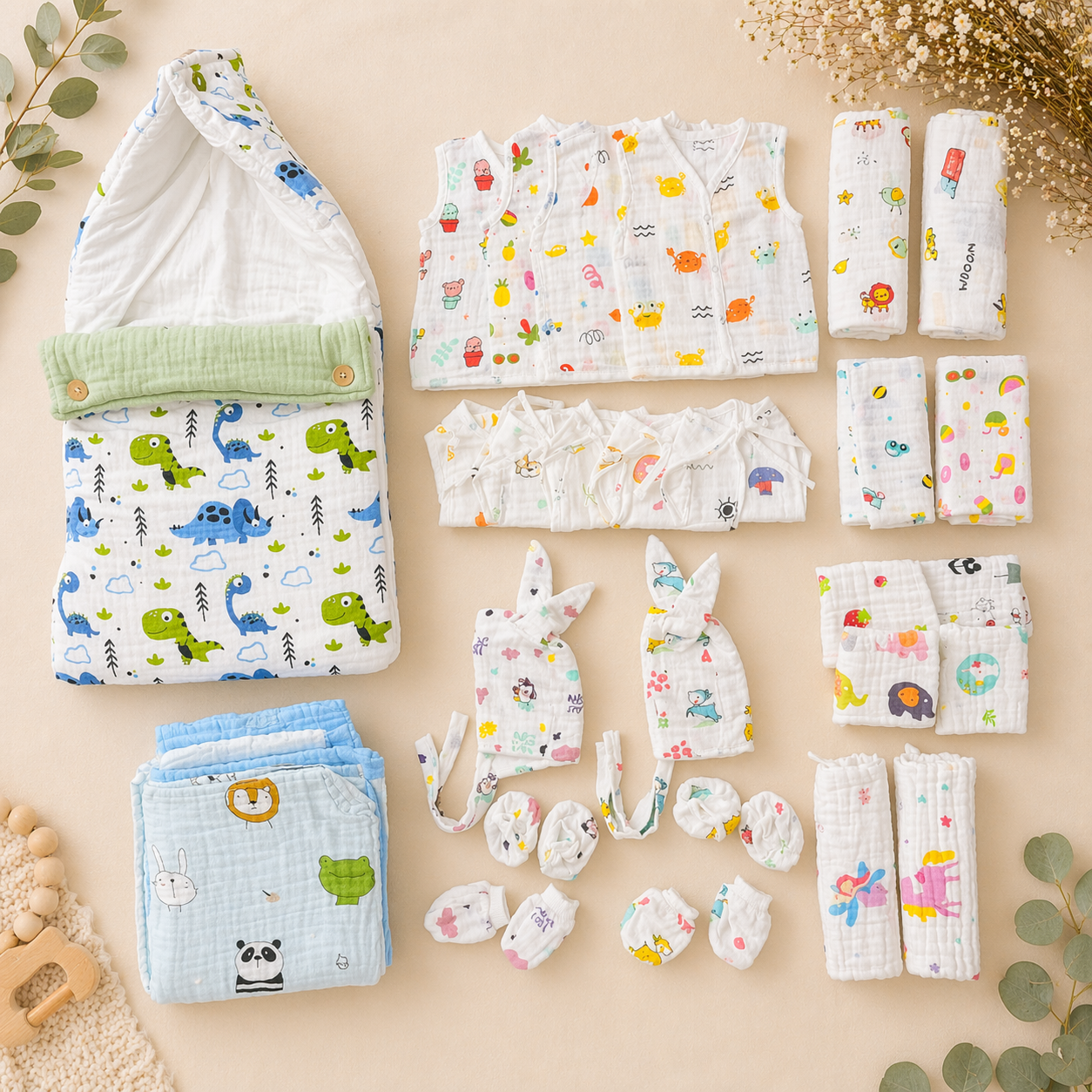 First Touch of Love – All in one Muslin Essentials Kit (Assorted)