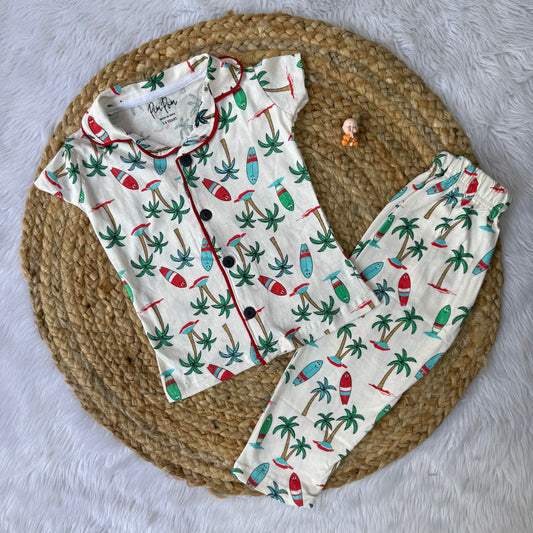Beach theme kids Collar Night Suit