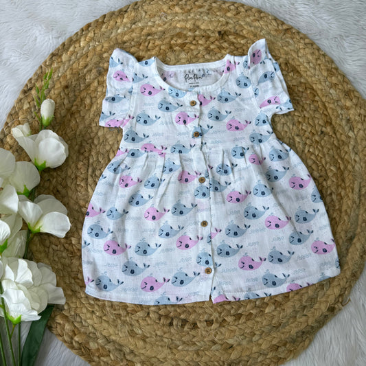 Front Open Frock - Fishes