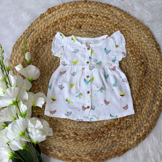Front Open Frock - Birds