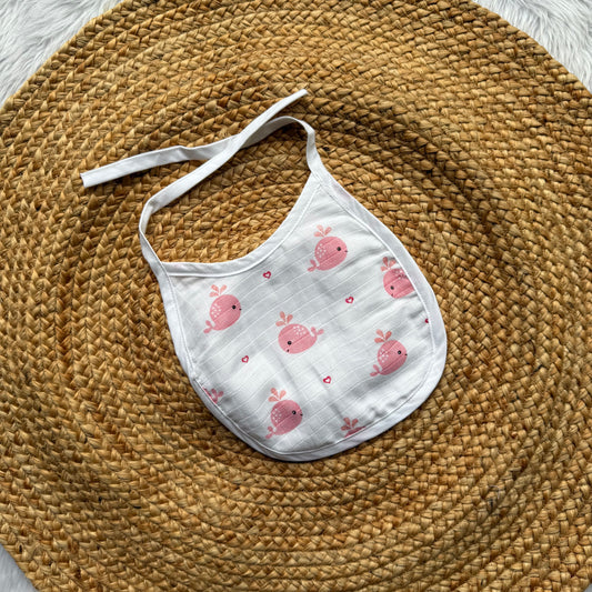 Baby Bibs - Muslin - Pink Whales
