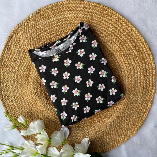 Black Flowers - Zipless Criss Cross Maternity Wear