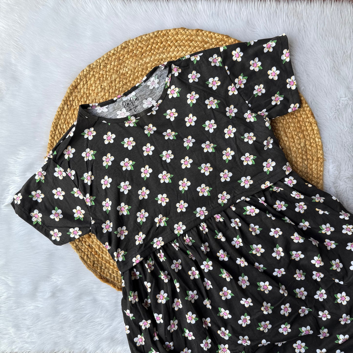 Black Flowers - Zipless Criss Cross Maternity Wear