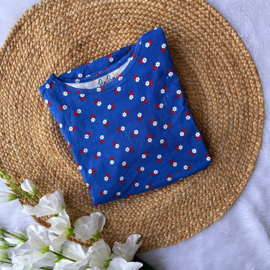 Ink Blue Flowers - Zipless Criss Cross Maternity Wear