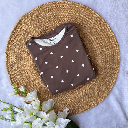 Brown Hearts - Zipless Criss Cross Maternity Wear