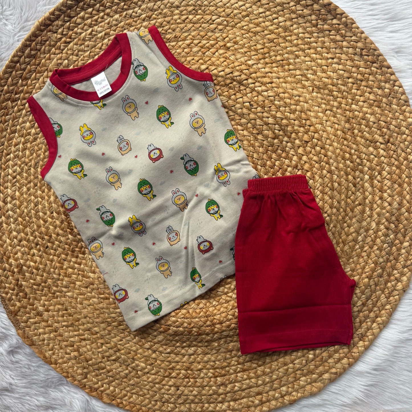 Grey AI Kitty Boys Sleeveless Set
