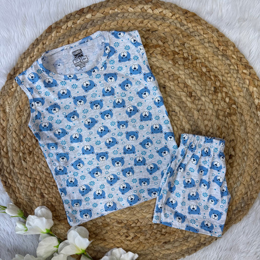 Blue Teddy Sleeveless Co-ord Set