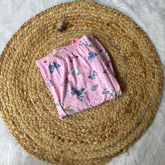 Women Pyjama Pant With rope and packet - Butterfly