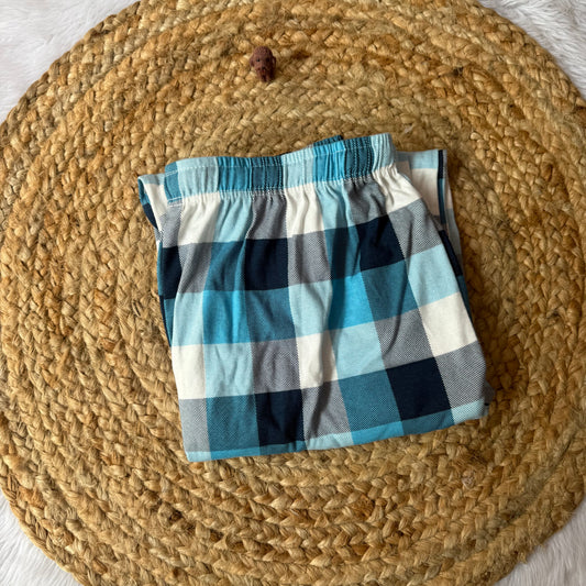 Women Pyjama Pants - Blue square  With rope and packet