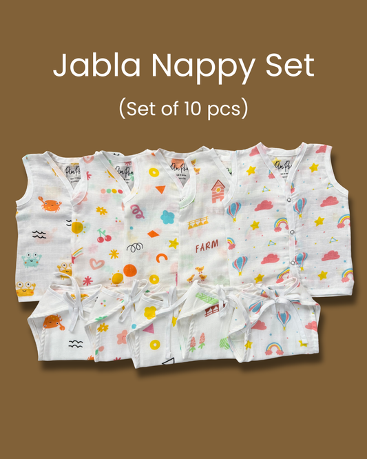 Muslin Baby Jabla & Nappy Matching Sets (10 pcs)