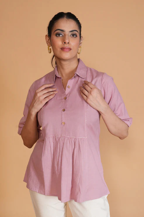 Lavendar Flex Cotton A-Line Top