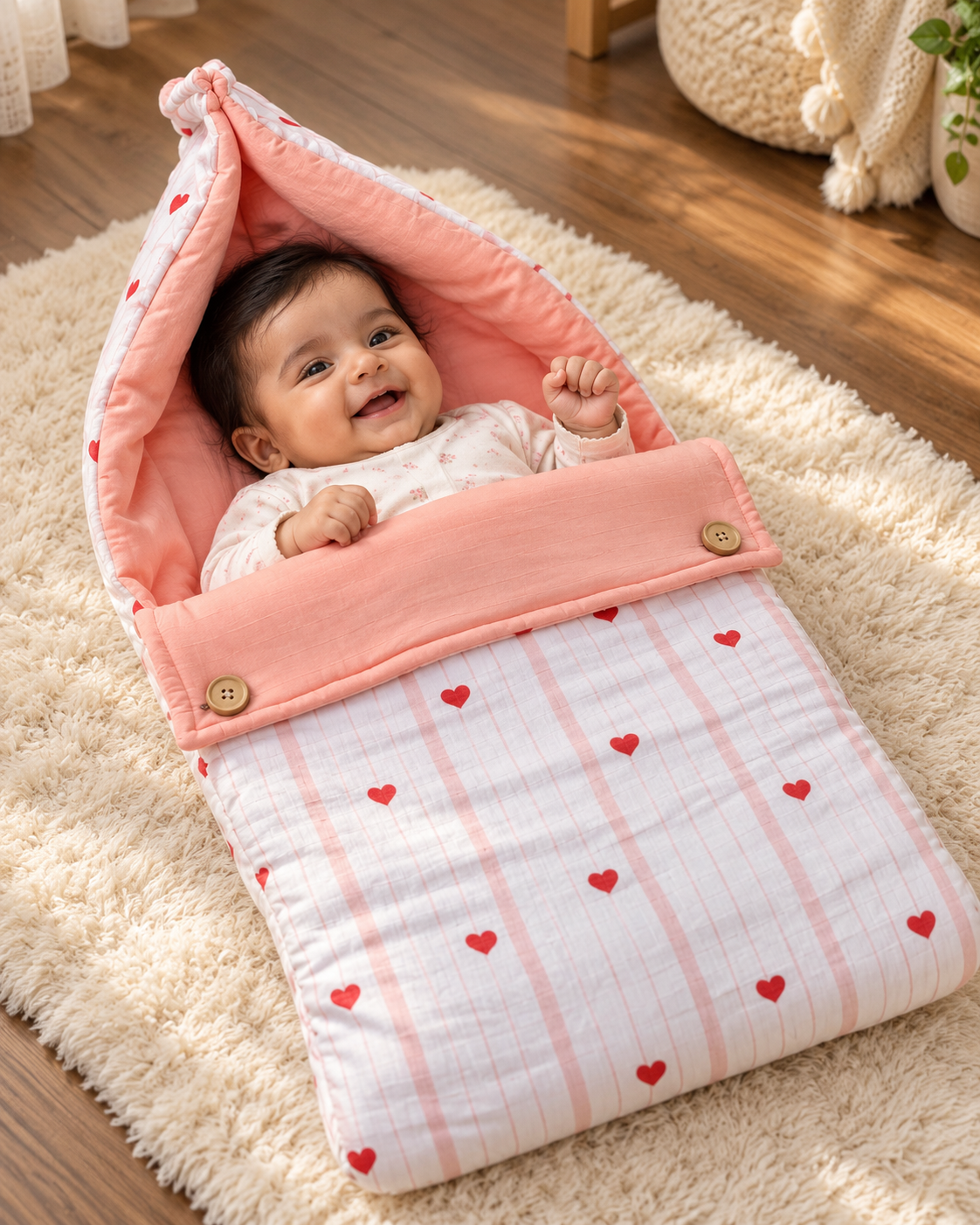 Double Side Muslin Baby Carry Bed - Little Love