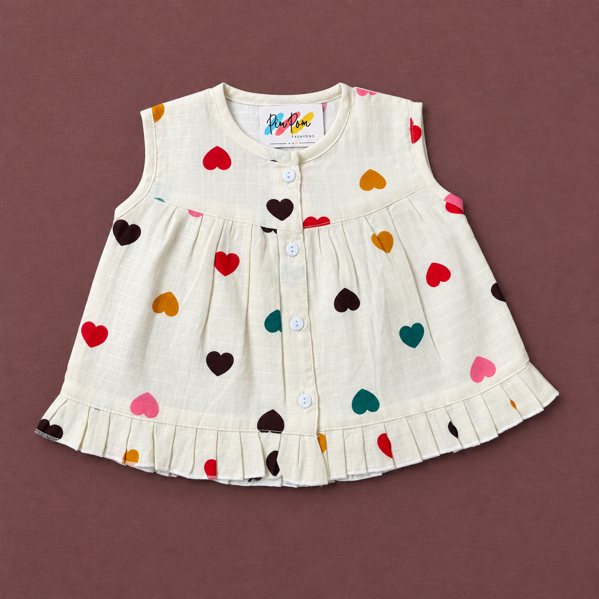 Muslin Front Open Frock - Heart