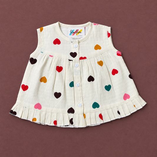 Muslin Front Open Frock - Heart
