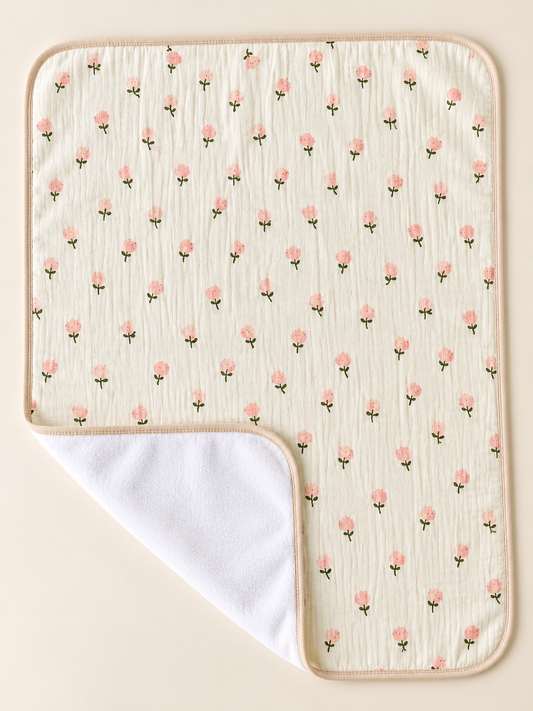 Crinkled Muslin Dry Sheet - Pink Flowers