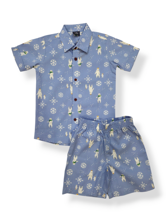 Boys Shirt and Shorts Set - Blue SnowBear