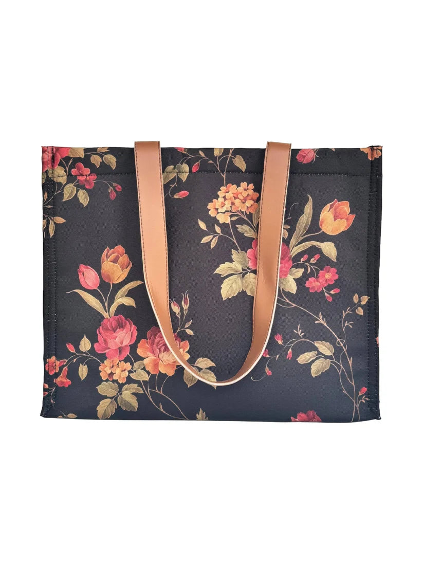 Mommy Bag - Brown - Black Florals