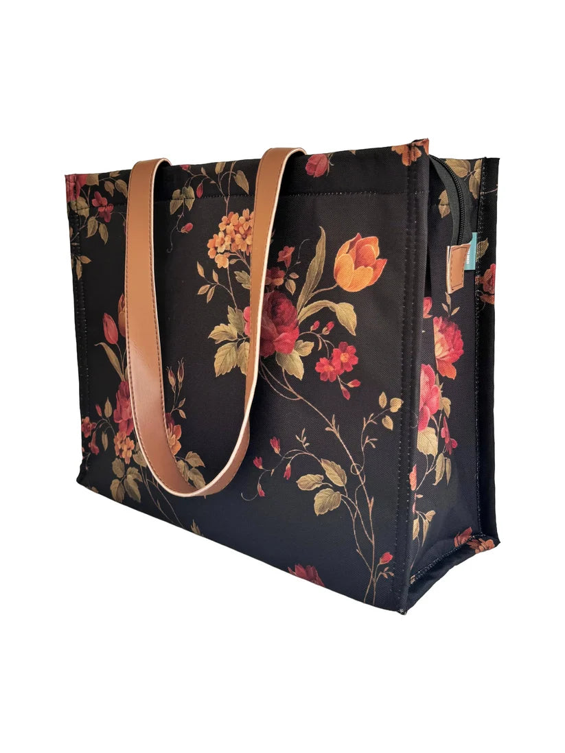 Mommy Bag - Brown - Black Florals